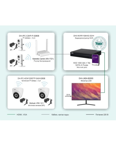 ТСН-029. Беспроводная система видеонаблюдения на основе IP-камер Dahua с использованием Wi-Fi технологии. Dahua в Тамбове