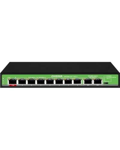 DSP208F-2F-T120 DSP208F-2F-T120 V1 (L2) 10х100Мбит/с 8PoE 8PoE+ 120W. Коммутатор с питанием по PoE. Digma в Тамбове