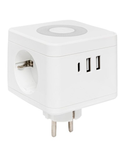 Тройник Куб 2 гнезда 2USB 2,4А+Type C + Ночник. Тройник Куб. EKF в Тамбове