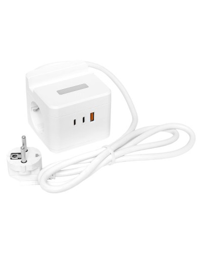 Удлинитель Куб 2 гнезда USB + 2Type C с быстрой зарядкой, подставкой под телефон и ночником 1,3 метра 1мм2. Удлинитель Куб. EKF в Тамбове
