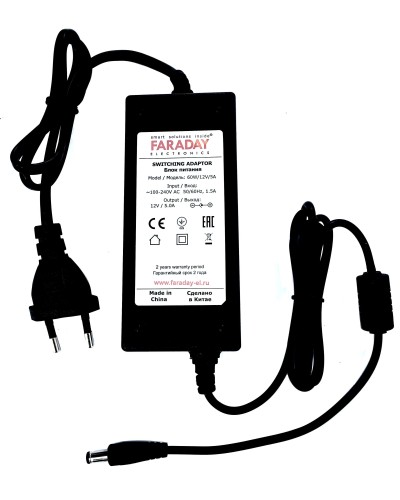 60W/12V/5A. Импульсный блок питания в пластиковом корпусе. FARADAY в Тамбове