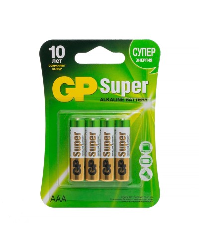 GP Super Alkaline 24A AAA (GP 24A-2CR4), упак. 4 шт. БЛИСТЕР. Алкалиновые батарейки. GP Batteries в Тамбове