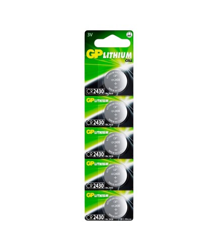 GP Lithium CR2430 (GP CR2430-2C5 100/1000), упак. 5 шт. БЛИСТЕР. Литиевые дисковые батарейки. GP Batteries в Тамбове
