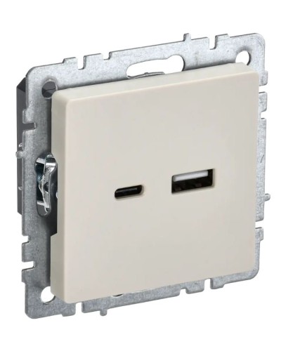Розетка USB A+C 18Вт РЮ11-1-БрКр бежевый BRITE (BR-U22-018-K10). Розетка USB. IEK в Тамбове