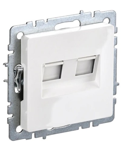 Розетка RJ11+RJ45 РК/Т12-БрБ белая BRITE (BR-KT20-O-1-K01). Розетка двойная. IEK в Тамбове