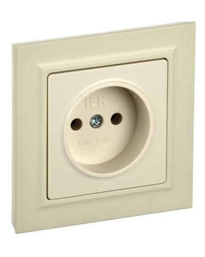 Розетка без з/к РС10-1-0-БрКр бежевый BRITE (BR-R10-10-K10). Розетка без заземления без защитных шторок. IEK в Тамбове