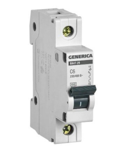 GENERICA ВА47-29 1P C 6А 4,5кА (MVA25-1-006-C). Автоматический выключатель. IEK в Тамбове
