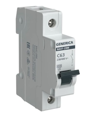 GENERICA ВА47-29М 1P C 63А 4,5кА (MVA21-1-063-C-G). Автоматический выключатель. IEK в Тамбове