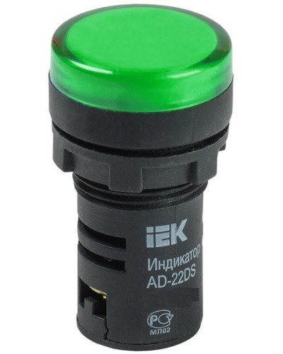 Лампа AD22DS (LED) матрица D22мм зеленый 12В AC/DC (BLS10-ADDS-012-K06). Светосигнальный индикатор. IEK в Тамбове