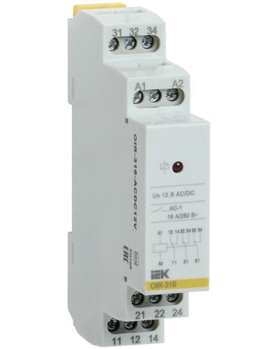 Реле промежуточное модульное OIR 3 контакта 16А 230В AC (OIR-316-AC230V). Реле промежуточное модульное. IEK в Тамбове