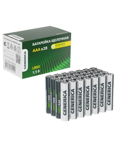 Батарейка Alkaline LR03/AAA GENERICA (28 шт) (ABT-LR03-ST-B28-G). Батарейка щелочная. IEK в Тамбове