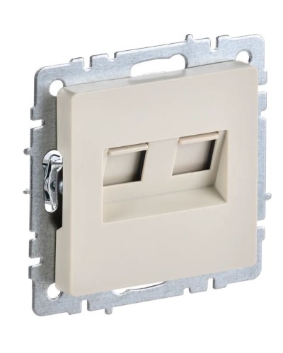 Розетка RJ45 РК10-2-БрКр кат.5E, бежевый BRITE (BR-K20-1-K10). Розетка компьютерная двойная. IEK в Тамбове