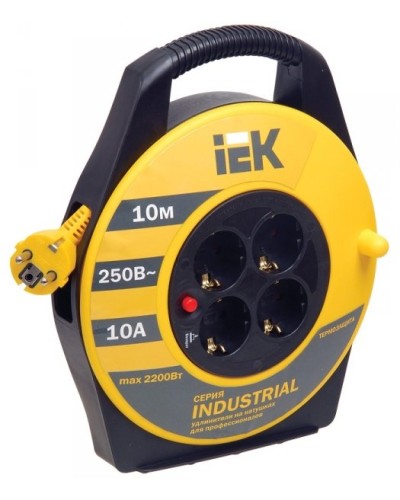 УК10 4 места, 10м (WKP15-16-04-10). Удлинитель на катушке Industrial. IEK в Тамбове