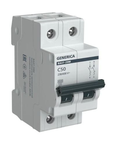 GENERICA ВА47-29М 2P C 50А 4,5кА (MVA21-2-050-C-G). Автоматический выключатель. IEK в Тамбове