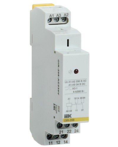 Реле промежуточное модульное OIR 2 контакта 8А 230В AC (OIR-208-AC230V). Реле промежуточное модульное. IEK в Тамбове