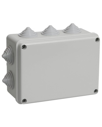Коробка распаячная КМ41241 150х110х70 открытой проводки IP44 10 гермовводов серая (UKO10-150-110-070-K41-44). Коробка распаячная безгалогенная (HF). IEK в Тамбове