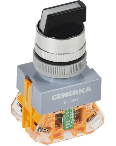 Переключатель D7-20X3 на 3 положения черный GENERICA (BSW50-20X3-3-21-3-K02-G). Переключатель. IEK в Тамбове