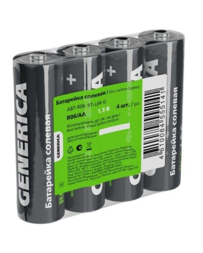 Батарейка солевая R06/AA GENERICA (4 шт) (ABT-R06-ST-L04-G). Батарейка солевая. IEK в Тамбове