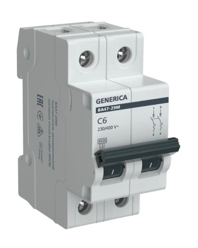 GENERICA ВА47-29М 2P C 6А 4,5кА (MVA21-2-006-C-G). Автоматический выключатель. IEK в Тамбове