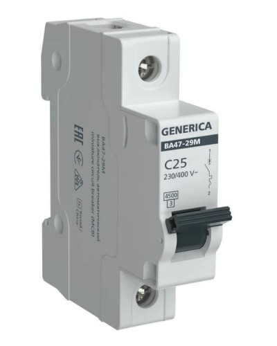 GENERICA ВА47-29М 1P C 25А 4,5кА (MVA21-1-025-C-G). Автоматический выключатель. IEK в Тамбове