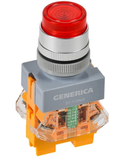 Кнопка D7-11DNZS d=22мм красная GENERICA (BBT50-11DNZS-3-11-K04-G). Кнопка управления с подсветкой и фиксацией. IEK в Тамбове