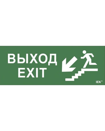 Самоклеящаяся этикетка Выход/лестница вниз/фигура для ССА (LPC10-1-35-13-VLVNF). Самоклеящаяся этикетка 240х90 мм. IEK в Тамбове