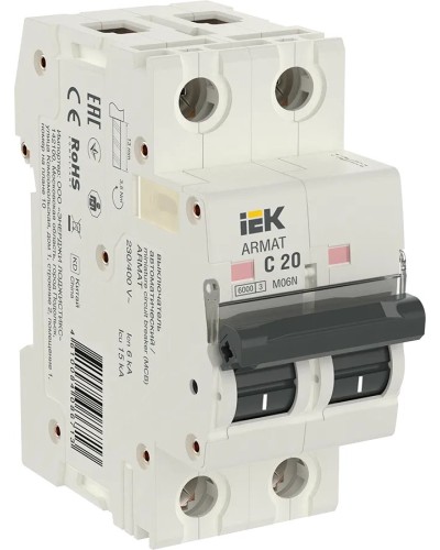 M06N 2P C 20А 6кА ARMAT (AR-M06N-2-C020). Автоматический выключатель. IEK в Тамбове