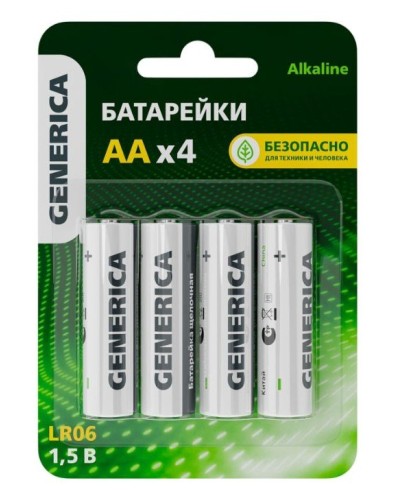 Батарейка Alkaline LR06/AA GENERICA (4 шт) (ABT-LR06-ST-L04-G). Батарейка щелочная. IEK в Тамбове