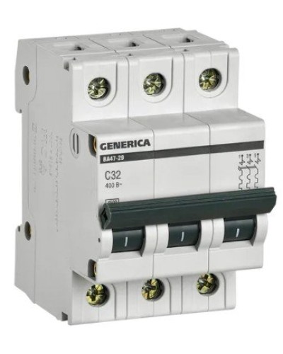 GENERICA ВА47-29 3P C 32А 4,5кА (MVA25-3-032-C). Автоматический выключатель. IEK в Тамбове