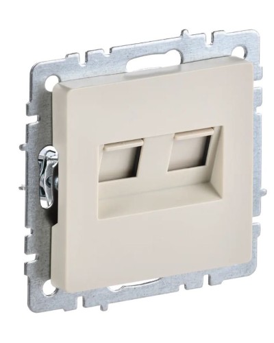 Розетка RJ11+RJ45 РК/Т12-БрКр бежевый BRITE (BR-KT20-O-1-K10). Розетка двойная. IEK в Тамбове