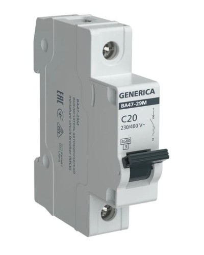 GENERICA ВА47-29М 1P C 20А 4,5кА (MVA21-1-020-C-G). Автоматический выключатель. IEK в Тамбове
