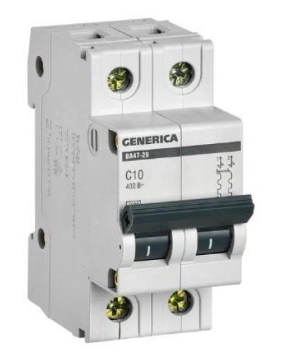 GENERICA ВА47-29 2P C 10А 4,5кА (MVA25-2-010-C). Автоматический выключатель. IEK в Тамбове
