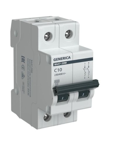 GENERICA ВА47-29М 2P C 10А 4,5кА (MVA21-2-010-C-G). Автоматический выключатель. IEK в Тамбове