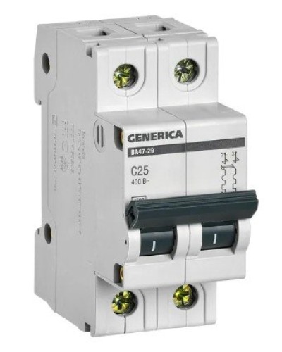 GENERICA ВА47-29 2P C 25А 4,5кА (MVA25-2-025-C). Автоматический выключатель. IEK в Тамбове