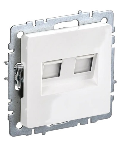 Розетка RJ45 РК10-2-БрБ кат.5E, белая BRITE (BR-K20-1-K01). Розетка компьютерная двойная. IEK в Тамбове