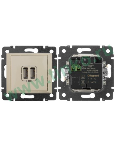 Розетка Valena двойная, USB, слоновая кость (774170). Розетка. LegranD в Тамбове