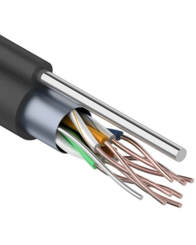 F/UTP, CAT 5e, PE, 4PR, 24AWG, OUTDOOR, SOLID, черный, с тросом, 305м, REXANT (01-0144). Кабель «витая пара» (LAN) для структурированных систем связи. Rexant в Тамбове