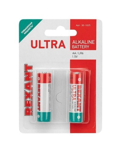 Ультра алкалиновая батарейка AA/LR6 1,5 V 2 шт. блистер REXANT (30-1025). Элемент питания. Rexant в Тамбове