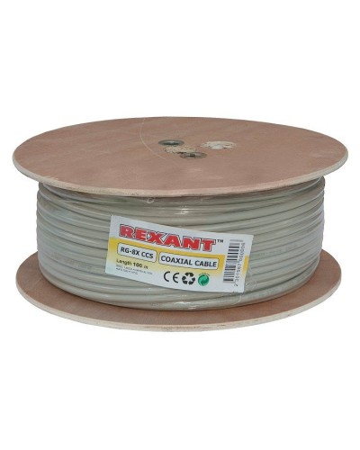 RG-8X, 50 Ом, CCS/Al/A, 75% (01-2021). Кабель коаксиальный радиочастотный. Rexant в Тамбове