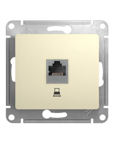 Glossa розетка RJ45 1-местная, кат. 5Е, скрытой установки, механизм, бежевый (GSL000281K). Розетка компьютерная. Systeme Electric в Тамбове