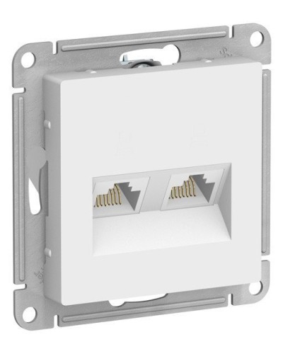 AtlasDesign розетка RJ45+RJ45, 2-местная, скрытой установки, механизм, белый (ATN000185). Розетка компьютерная. Systeme Electric в Тамбове
