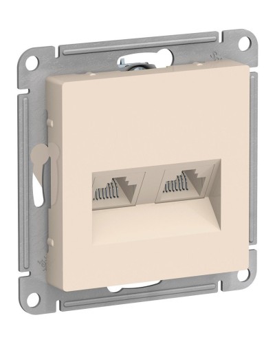 AtlasDesign розетка RJ45+RJ45, 2-местная, скрытой установки, механизм, бежевый (ATN000285). Розетка компьютерная. Systeme Electric в Тамбове