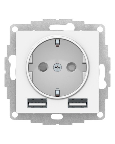 AtlasDesign розетка 1-местная с 2 USB A+A, скрытой установки, механизм, белый (ATN000130). Розетка с USB. Systeme Electric в Тамбове