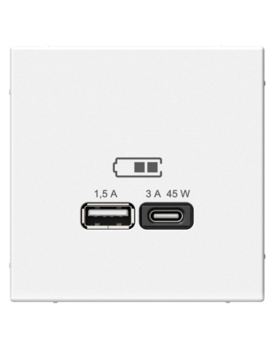 ArtGallery розетка USB тип-A+C 45Вт, скрытой установки, механизм, белый (GAL000129). Розетка USB. Systeme Electric в Тамбове