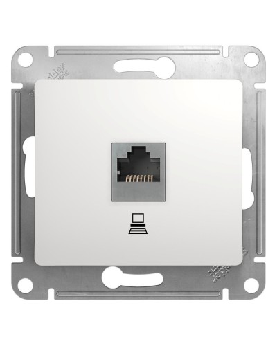 Glossa розетка RJ45 1-местная, кат. 5Е, скрытой установки, механизм, белый (GSL000181K). Розетка компьютерная. Systeme Electric в Тамбове