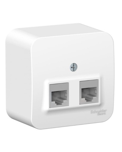 BLANCA розетка RJ45 2-местная, кат. 5Е, открытой установки, белый (BLNIA045451). Розетка компьютерная с изолированной пластиной. Systeme Electric в Тамбове