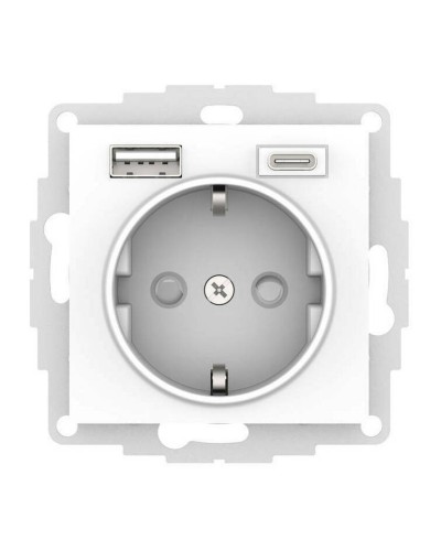 AtlasDesign розетка 1-местная с 2 USB A+C, скрытой установки, механизм, белый (ATN000132). Розетка с USB. Systeme Electric в Тамбове