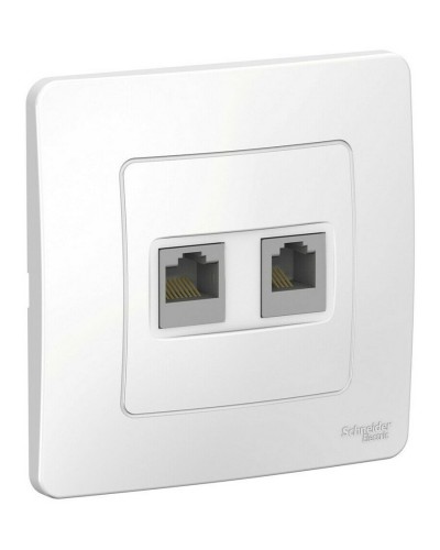 BLANCA розетка RJ45+RJ11 2-местная, кат. 5Е, скрытой установки, белый (BLNIS045111). Розетка компьютерная + телефонная. Systeme Electric в Тамбове