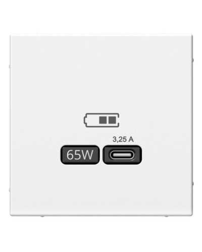 ArtGallery розетка USB тип-С 65Вт высокоскоростной заряд. QC, PD, скрытой установки, механизм, белый (GAL000127). Розетка USB. Systeme Electric в Тамбове