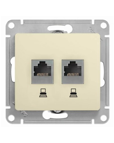Glossa розетка RJ11+RJ45, 2-местная, кат. 5Е, скрытой установки, механизм, бежевый (GSL000285). Розетка компьютерная + телефонная. Systeme Electric в Тамбове